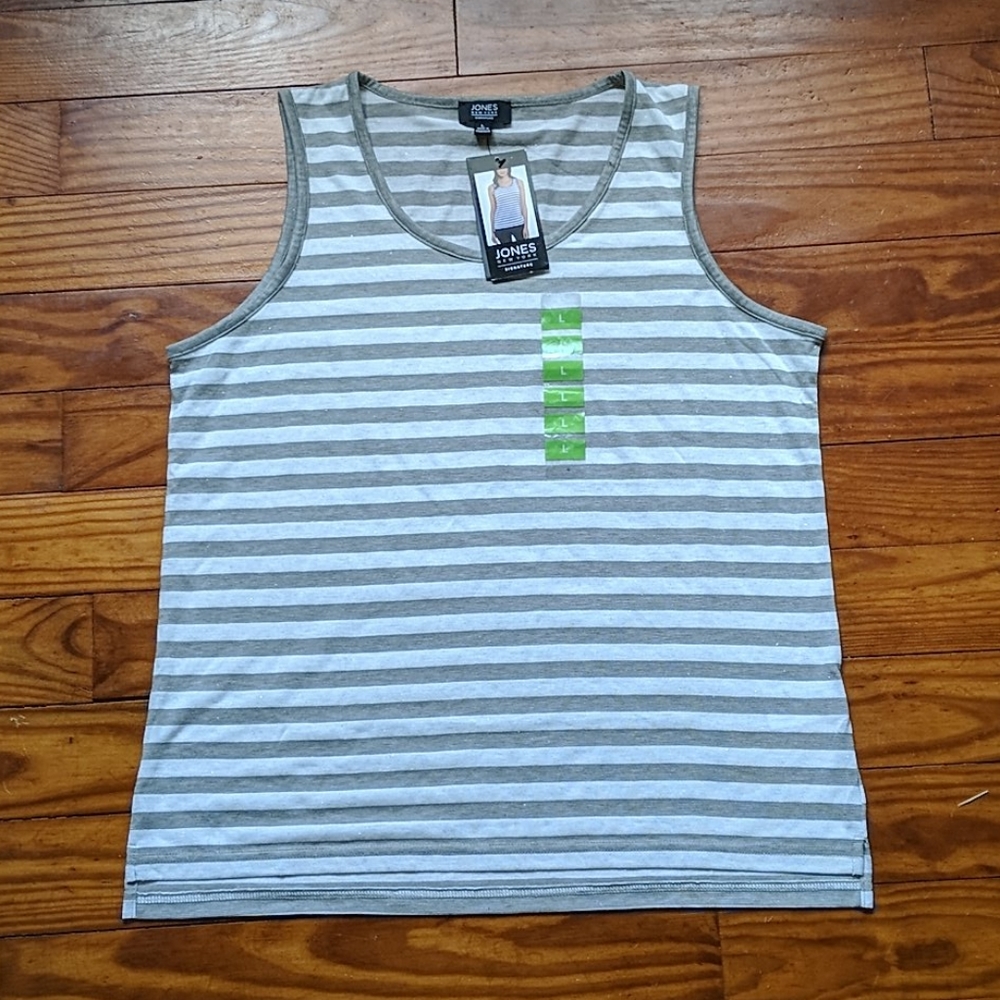 Jones New York signature step hem striped tank top